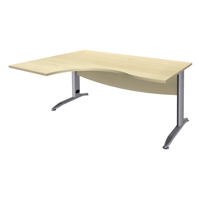 2012348121864-Bureau compact à gauche IDRA - L180 cm - Pieds alu - plateau imitation Erable (Pieds de renfort obligato-P_79376908_1-0