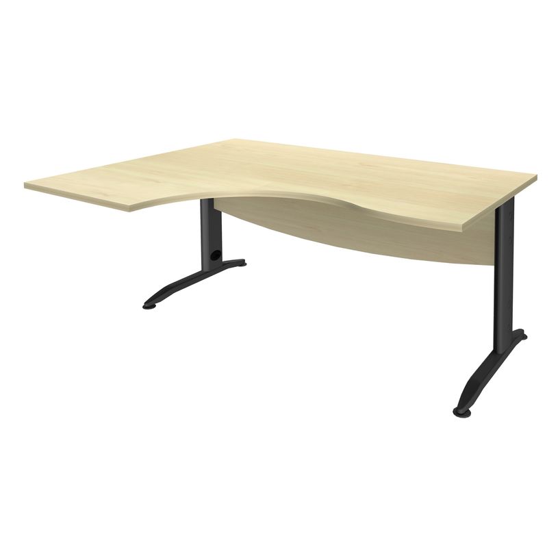 2012348121987-Bureau compact à gauche IDRA - L160 cm - Pieds anthracite - plateau imitation Erable (Pieds de renfort obligato-P_79376920_1-0