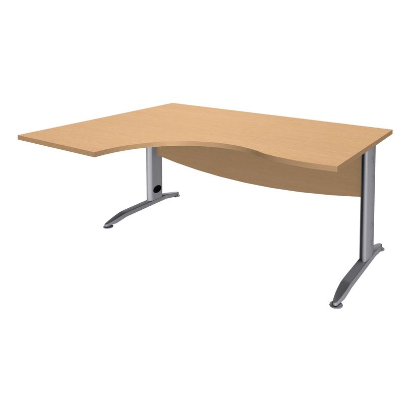 2012348122069-Bureau compact à gauche IDRA - L160 cm - Pieds alu - Plateau imitation Hêtre (Pieds de renfort obligato-P_79376928_1-0