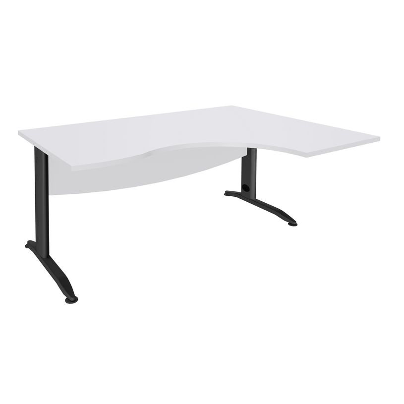 2012348122175-Bureau compact à droite IDRA - L180 cm - Pieds anthracite - plateau Blanc perle (Pieds de renfort obligato-P_79376939_1-0