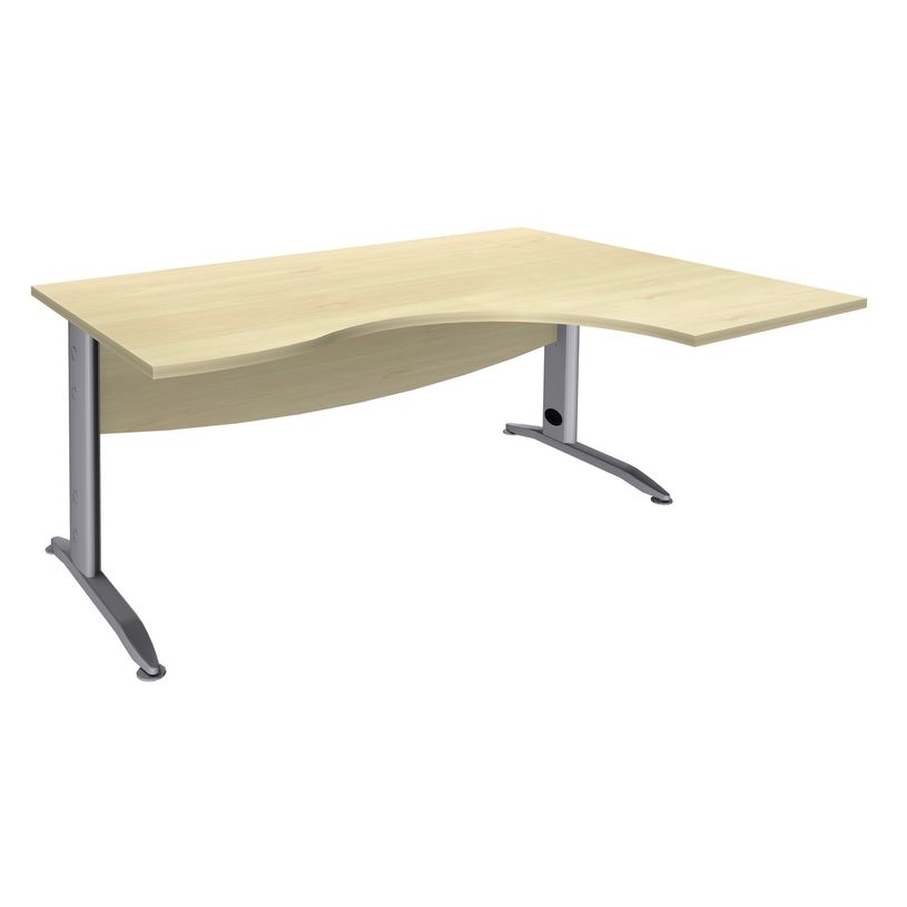 2012348122205-Bureau compact à droite IDRA - L180 cm - Pieds alu - plateau imitation Erable (Pieds de renfort obligato-P_79376942_1-0