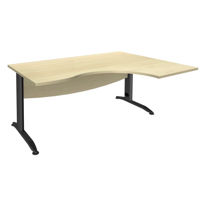 2012348122328-Bureau compact à droite IDRA - L160 cm - Pieds anthracite - plateau imitation Erable (Pieds de renfort obligato-P_79376954_1-0