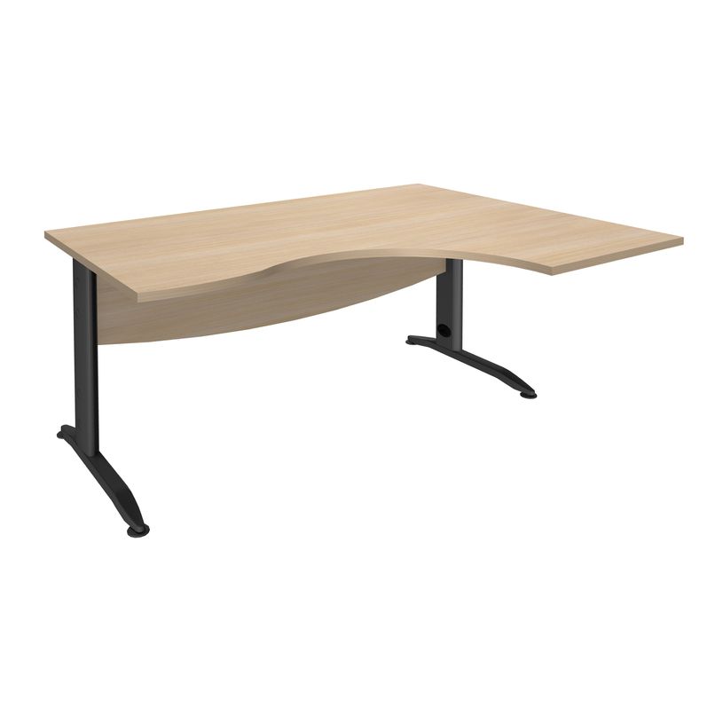 2012348122335-Bureau compact à droite IDRA - L160 cm - Pieds anthracite - plateau imitation Chêne clair (Pieds de renfort obligato-P_79376955_1-0