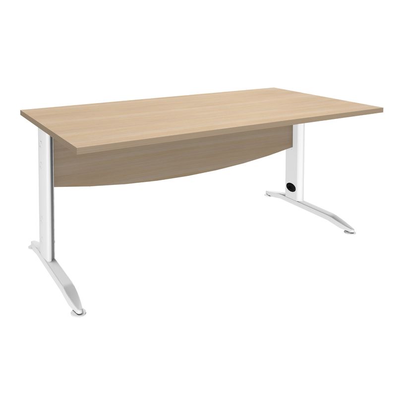 2012348122441-Bureau droit IDRA - L80 cm - Pieds blanc - plateau imitation Chêne clair-P_79376966_1-0