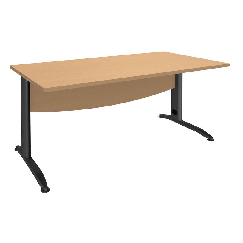 2012348122656-Bureau droit IDRA - L180 cm - Pieds anthracite - Plateau imitation Hêtre-P_79376987_1-0