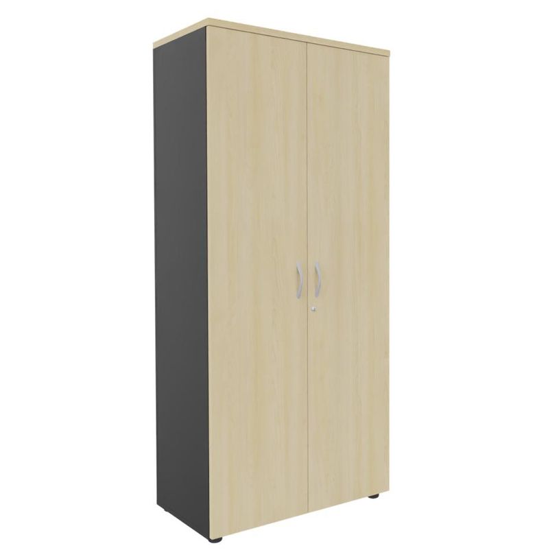 3253310174702-Armoire haute IDRA/DUAL - H180 x L80 x P47 - 2 portes - Corps anthracite - Portes et dessus imitation 