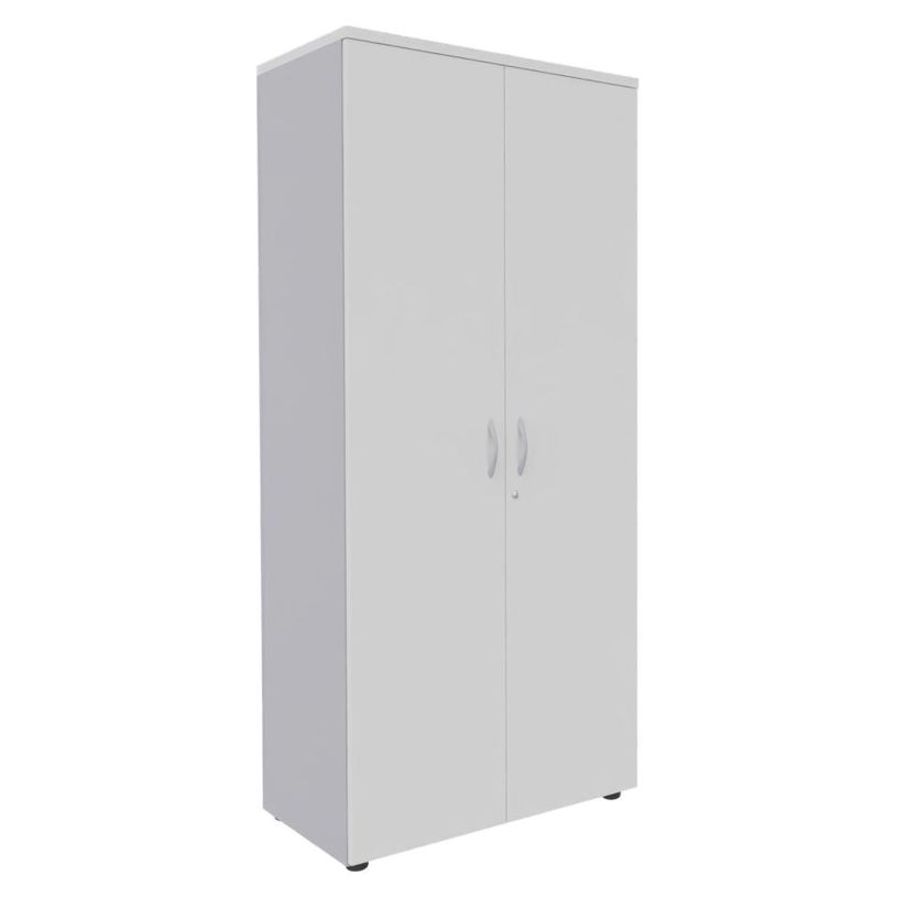 3253310174641-Armoire haute IDRA/DUAL - H180 x L80 x P47 - 2 portes - Corps alu - Portes et dessus Blanc perle--0