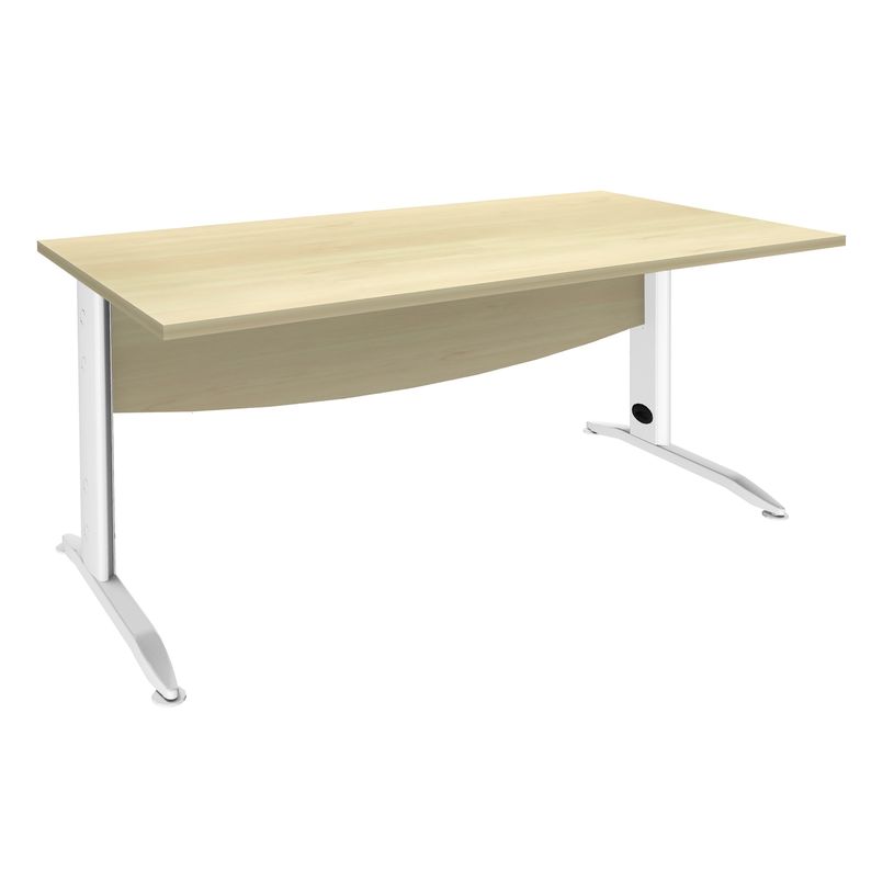2012348122946-Bureau droit IDRA - L140 cm - Pieds blanc - plateau imitation Erable-P_79377016_1-0