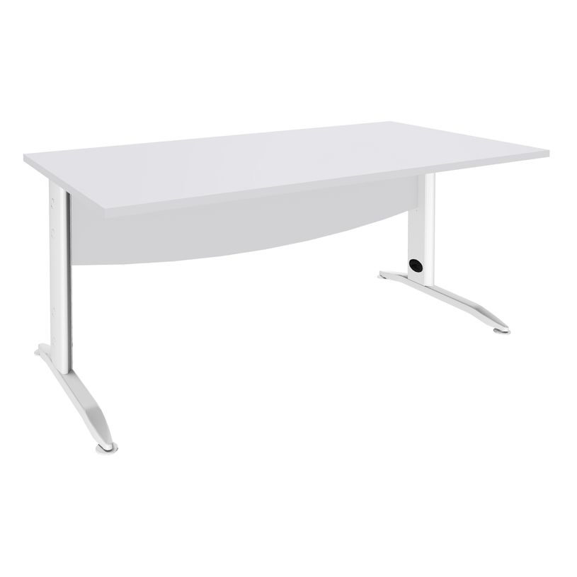 2012348122960-Bureau droit IDRA - L140 cm - Pieds blanc - plateau Blanc perle-P_79377018_1-0