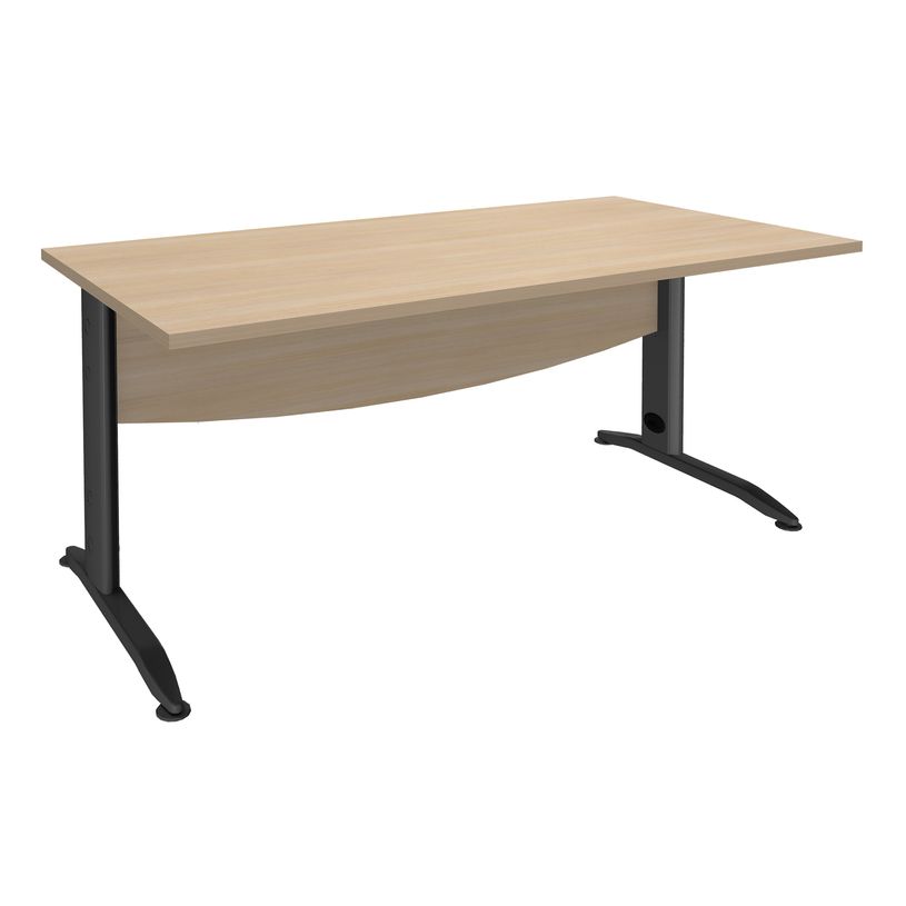 2012348123011-Bureau droit IDRA - L140 cm - Pieds anthracite - plateau imitation Chêne clair-P_79377023_1-0