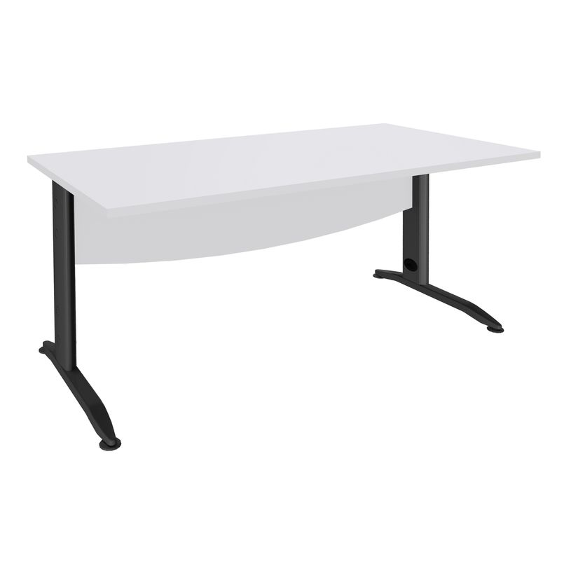 2012348123028-Bureau droit IDRA - L140 cm - Pieds anthracite - plateau Blanc perle-P_79377024_1-0