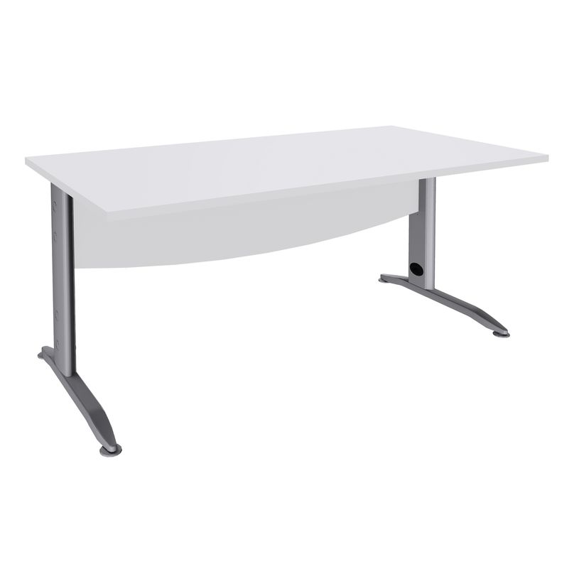 2012348123080-Bureau droit IDRA - L140 cm - Pieds alu - plateau Blanc perle-P_79377030_1-0