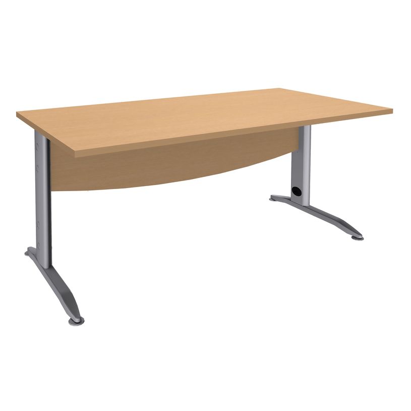 2012348123233-Bureau droit IDRA - L120 cm - Pieds alu - plateau imitation Hêtre-P_79377045_1-0