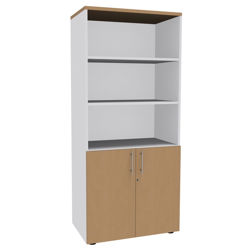 2012348123615-Bibliothèque haute IDRA/DUAL  avec 2 portes basses - L80 x H180 x P47 - Corps blanc - Port-P_79377083_1-0