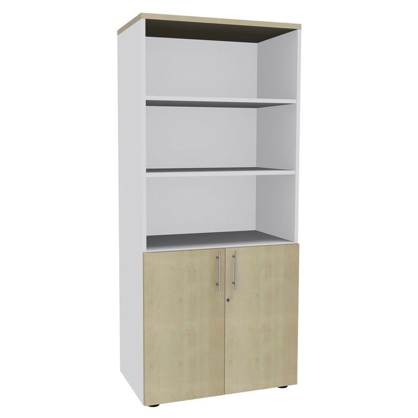 2012348123622-Bibliothèque haute IDRA/DUAL  avec 2 portes basses - L80 x H180 x P47 - Corps blanc - Port-P_79377084_1-0