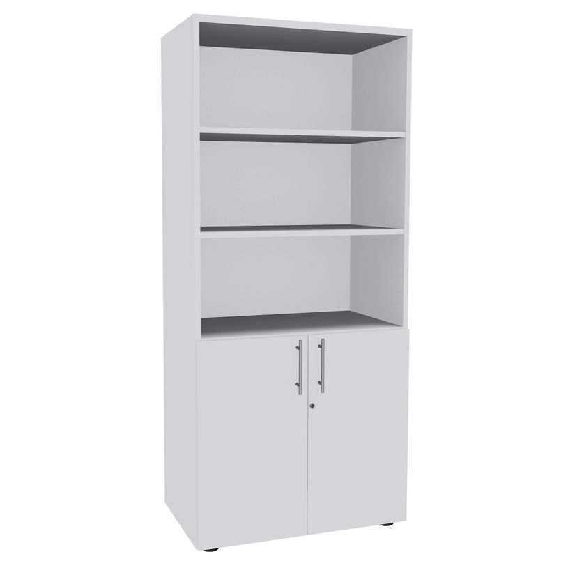2012348123646-Bibliothèque haute IDRA/DUAL  avec 2 portes basses - L80 x H180 x P47 - Corps blanc - Port-P_79377086_1-0