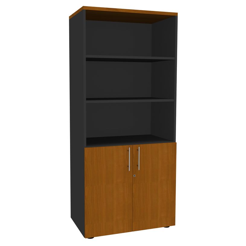 2012348123660-Bibliothèque IDRA/DUAL  avec 2 portes basses - L80 x H180 x P47 - Corps anthracite - Portes-P_79377088_1-0