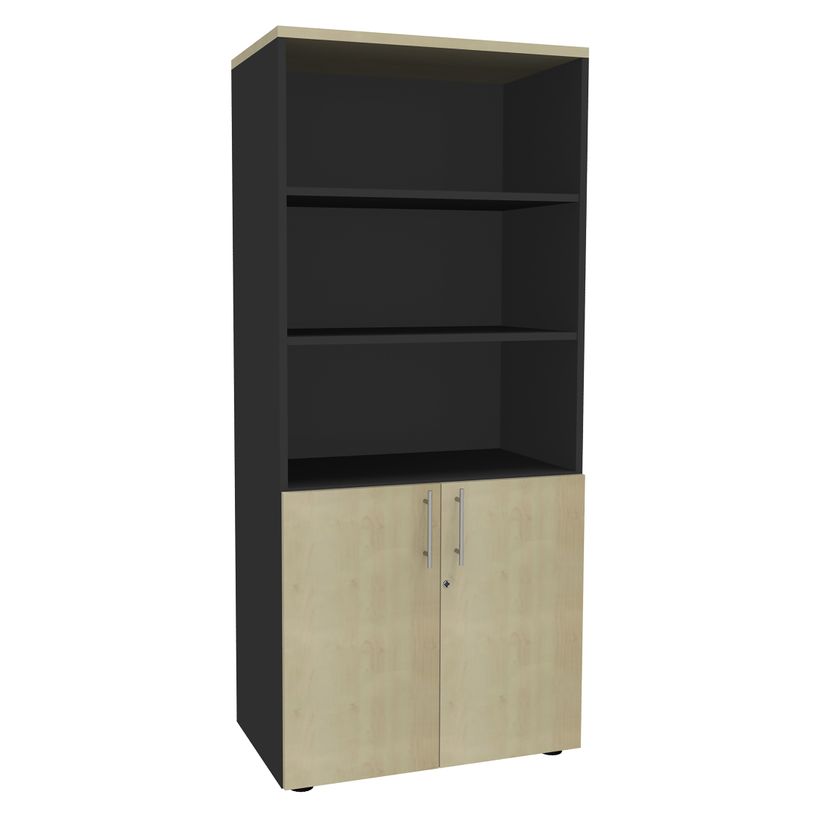 2012348123684-Bibliothèque haute IDRA/DUAL  avec 2 portes basses - L80 x H180 x P47 - Corps anthracite - Port-P_79377090_1-0