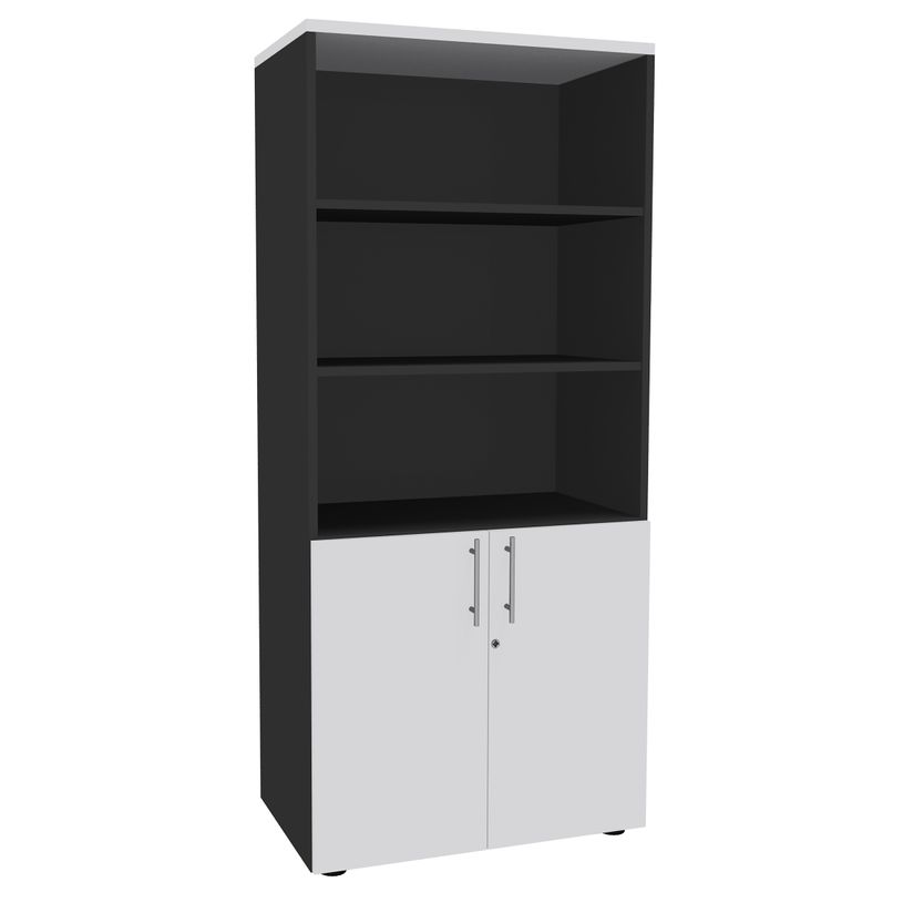 2012348123707-Bibliothèque haute IDRA/DUAL  avec 2 portes basses - L80 x H180 x P47 - Corps anthracite --P_79377092_1-0