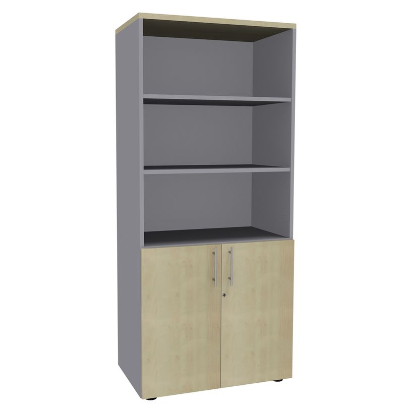 2012348123745-Bibliothèque haute IDRA/DUAL  avec 2 portes basses - L80 x H180 x P47 - Corps alu - Portes-P_79377096_1-0