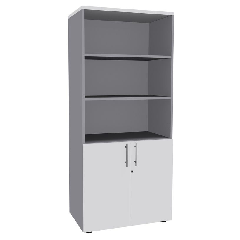 2012348123769-Bibliothèque haute IDRA/DUAL  avec 2 portes basses - L80 x H180 x P47 - Corps alu - Portes-P_79377098_1-0