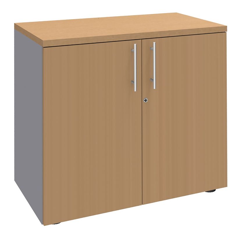 3253310129917-Armoire basse IDRA/DUAL - H72 x L80 x P47 - 2 portes - Corps alu - Dessus et portes imitati-P_79377112_1-0