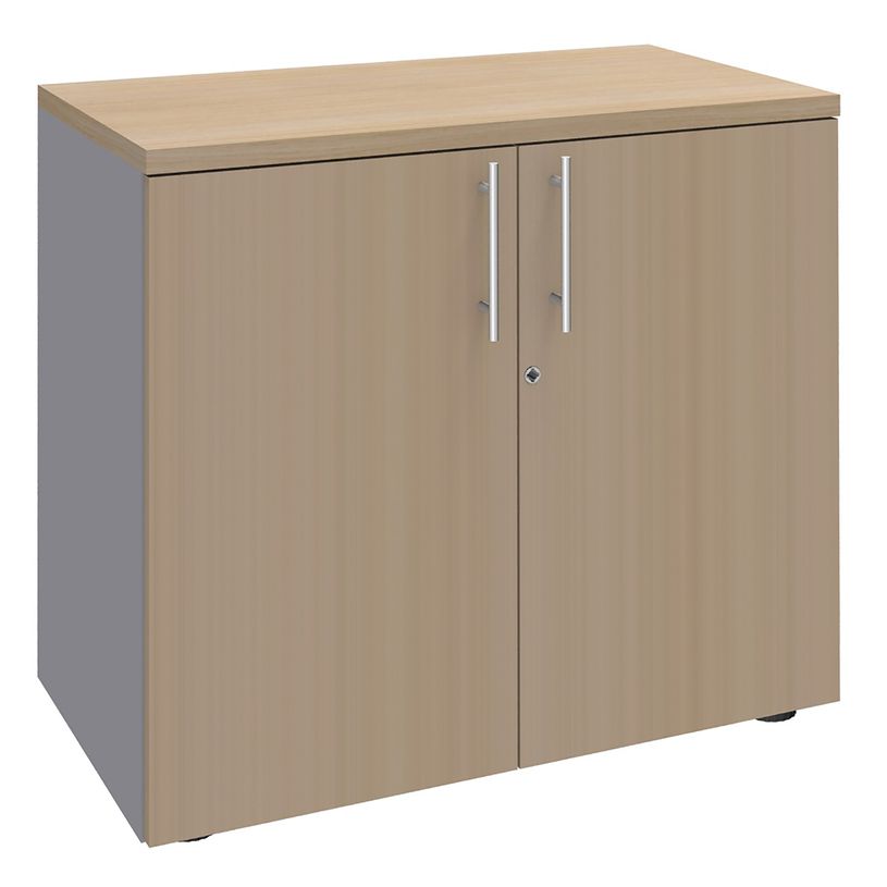 3253310174528-Armoire basse IDRA/DUAL - H72 x L80 x P47 - 2 portes - Corps alu - Dessus et portes imitati-P_79377114_1-0