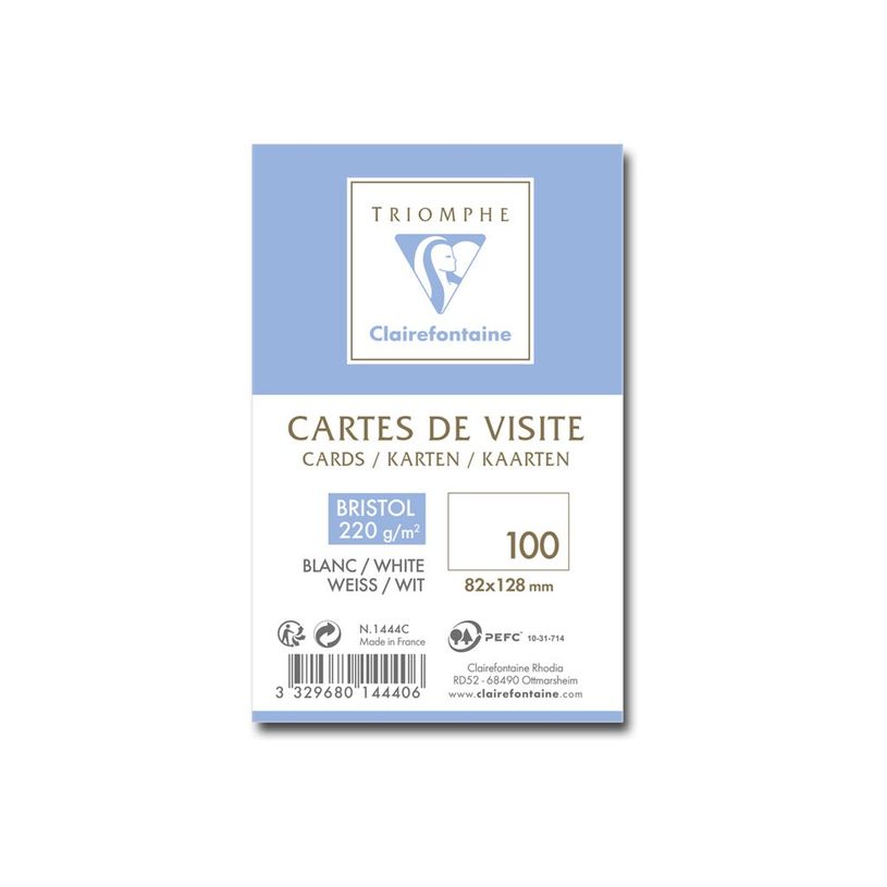3329680144406-Clairefontaine - 100 Cartes de visite 82 x 128 mm - 220 g/m²-P_79377205_1-0