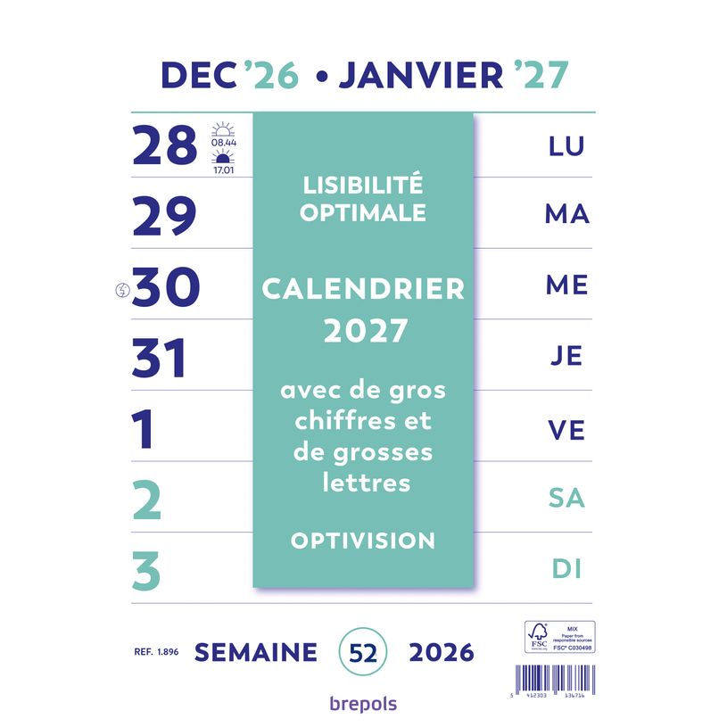 5412303136716-Optivision Wire-O - Calendrier 1 semaine sur 2 pages - caractères agrandis - 21 x 29,7 cm - Brepols--0