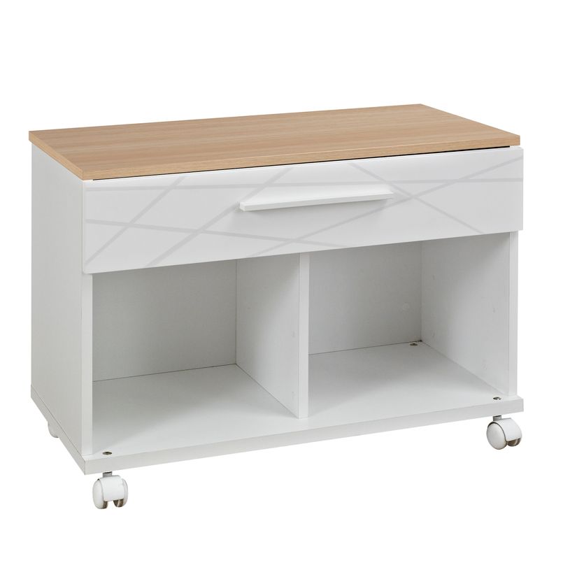 2012348126364-Rangement bas mobile SUNDAY - 1 tiroir - Chêne et blanc-P_79380165_1-0