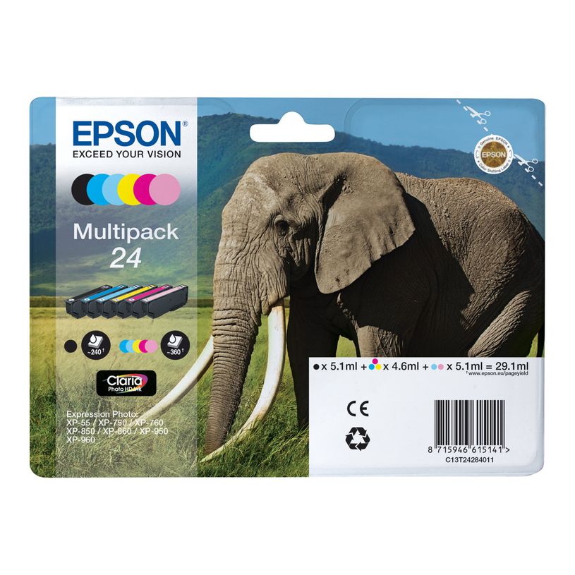 8715946615141-Epson 24 Eléphant - Pack de 6 - noir, cyan, cyan clair, magenta, magenta clair, jaune - ca-P_79380199_4-1