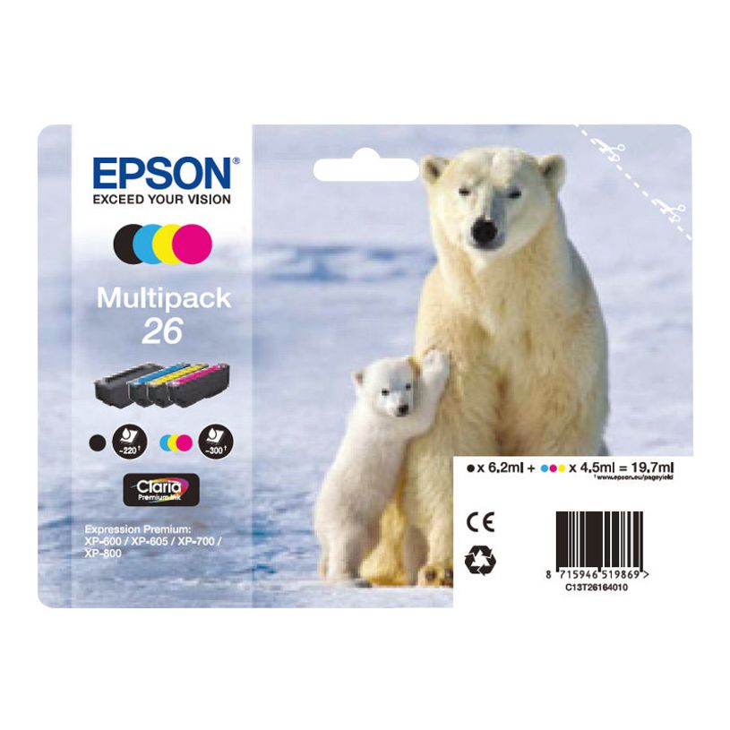 8715946519876-Epson 26 Ours polaire - Pack de 4 - noir, cyan, magenta, jaune - cartouche d'encre original-P_79380209_8-4