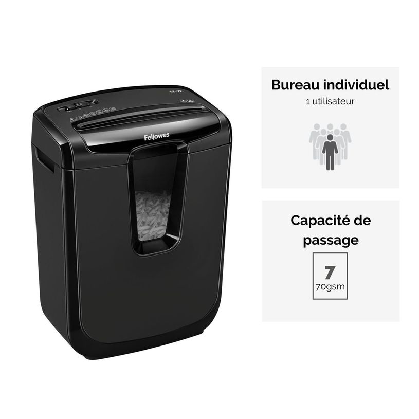 043859647316-Fellowes Powershred M-7C - destructeur de documents coupe croisée - 7 feuilles - Corbeille-P_79380252_10-1