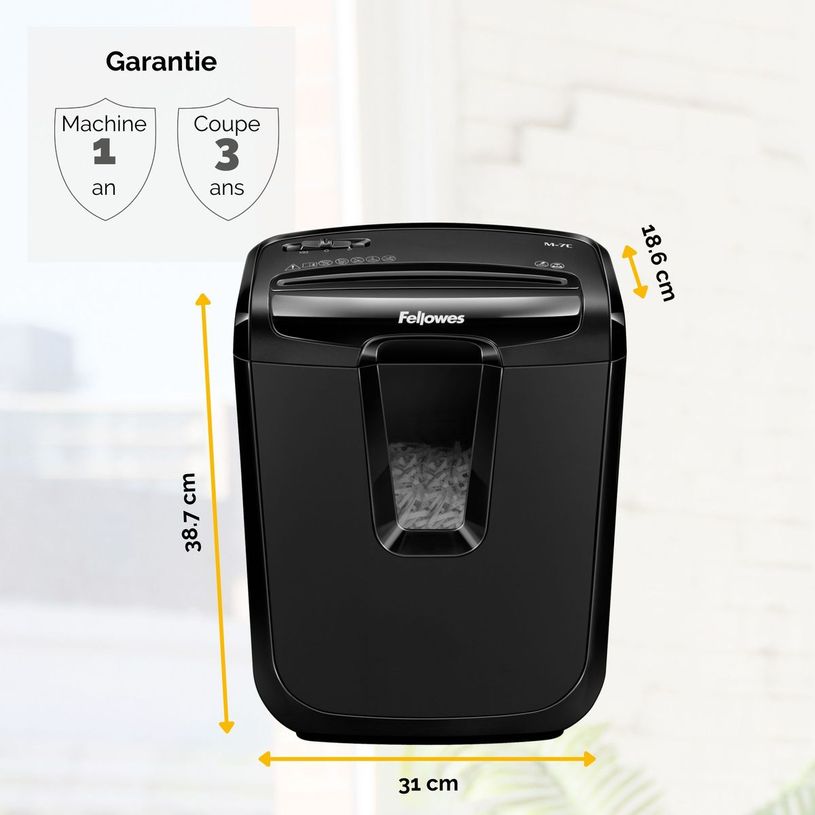 043859647316-Fellowes Powershred M-7C - destructeur de documents coupe croisée - 7 feuilles - Corbeille-P_79380252_13-4