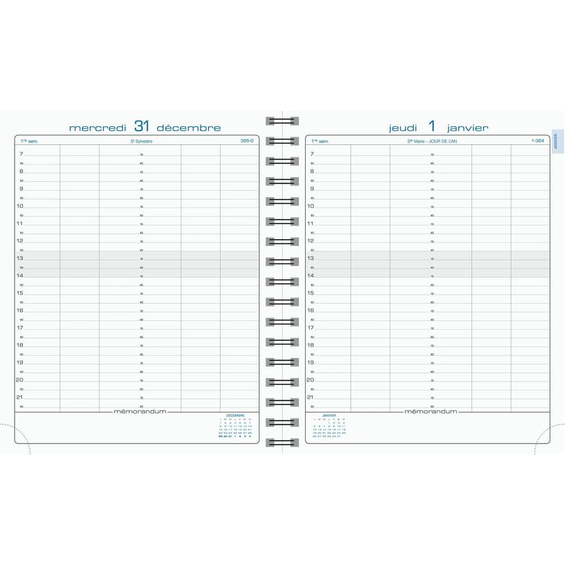 3660942010771-Agenda de bureau spiralé Napura La Journée Planifiée 22S - 1 jour par page - 18,5 x 22,5 cm - disponible dans différentes cou--2