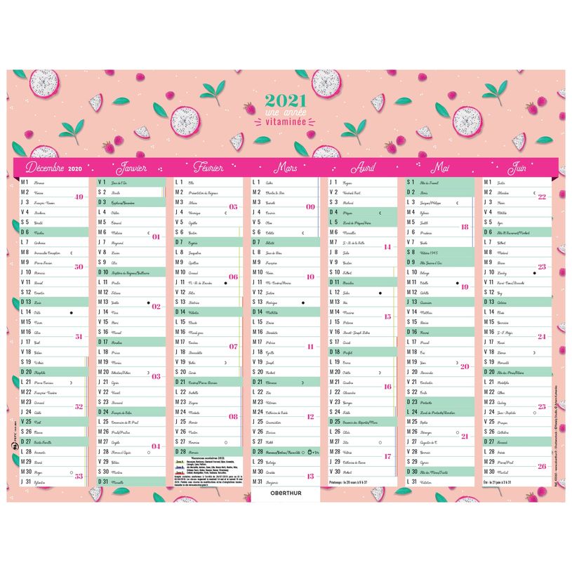 3664447082363-Oberthur Pop - Calendrier 6 mois par face - 33,5 x 43 cm-P_79380459_1-0