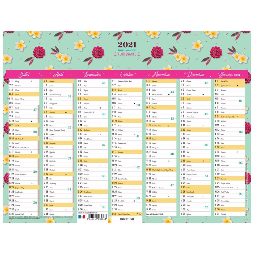 3664447082363-Oberthur Pop - Calendrier 6 mois par face - 33,5 x 43 cm-P_79380459_2-1