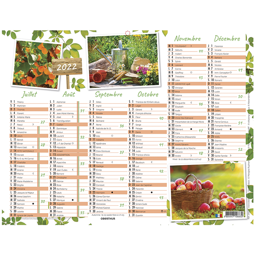 3664447125763-Oberthur Côté jardin - Calendrier 6 mois par face - 40,5 x 52 cm-P_79380460_2-1