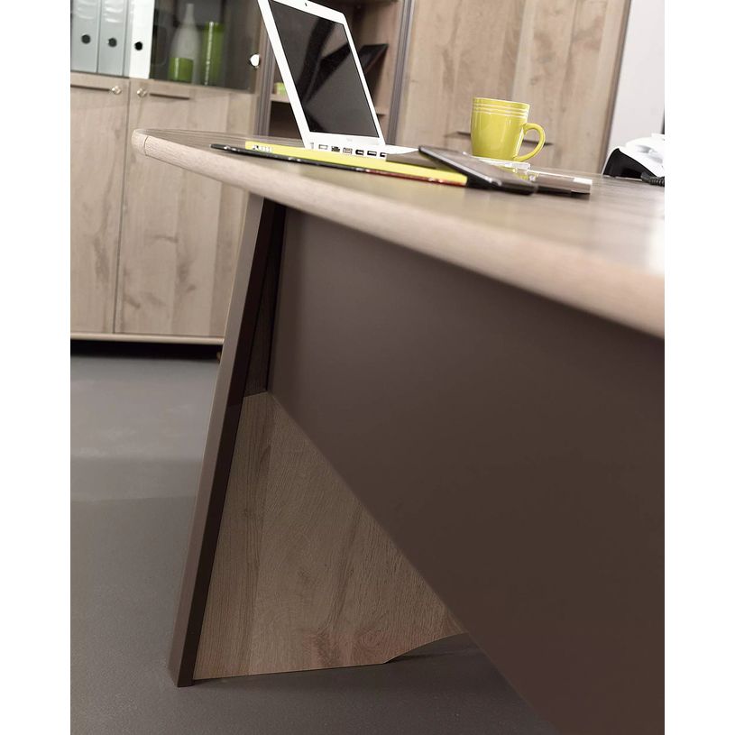 3483600448354-Bureau MAMBO - 80 cm - Pieds panneaux - Chêne/chocolat-P_79381459_2-1