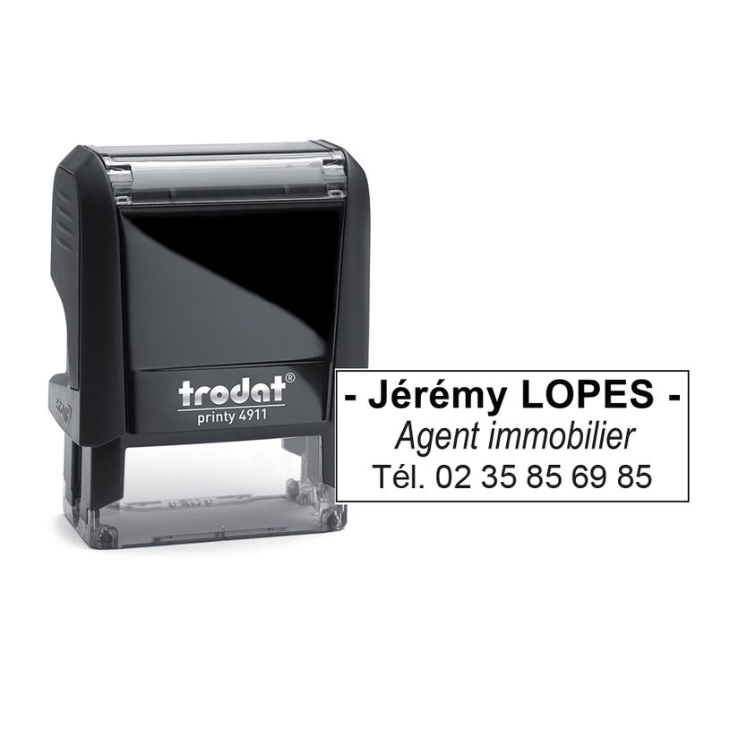 190084211741-Petit tampon personnalisé avec 4 lignes de texte - zone d'impression 38 x 14 mm - Trodat Printy 4911--0