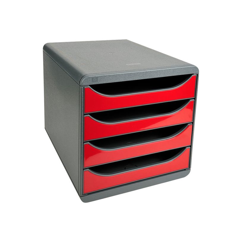 9002493424463-Exacompta BigBox - Module de classement 4 tiroirs - noir/rouge carmin-P_79381579_2-1