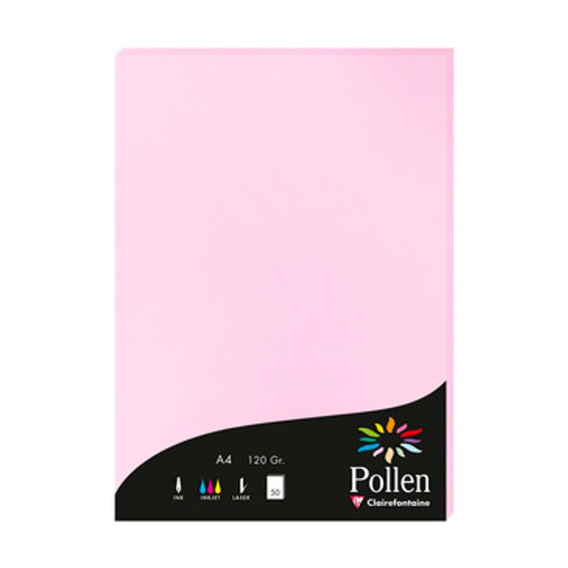 3329680042139-Pollen - 50 Feuilles papier couleur - A4 (21 x 29,7 cm) - 120 g/m² - rose dragée-P_79382409_2-0