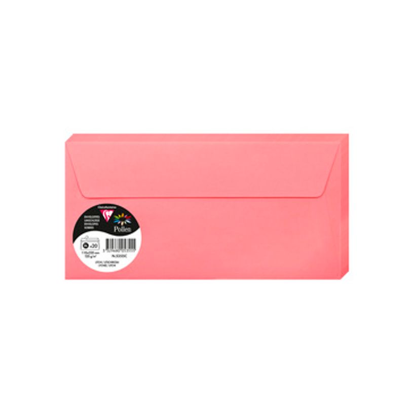 3329680053555-Pollen - 20 Enveloppes - 110 x 220 mm - 120 g/m² - rose litchi-P_79382415_1-0