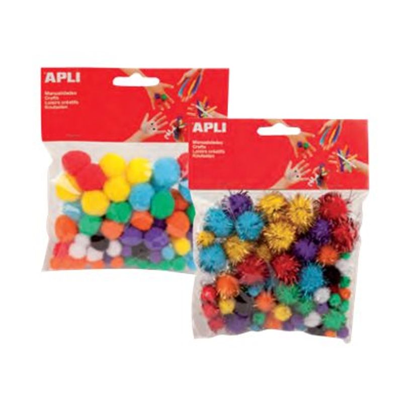 8410782130628-Apli - 78 pompons - coloris assortis brillants-P_79383237_1-0
