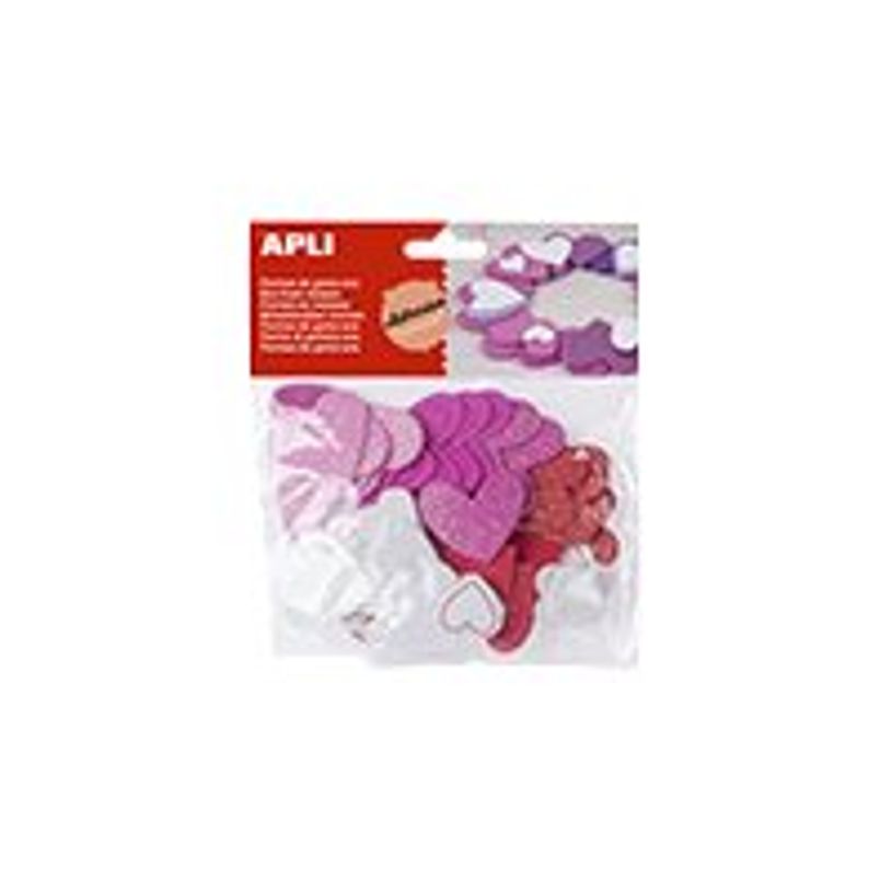 8410782132837-Apli - Sachet de gommettes en mousse - motifs cœurs - blanc, rouge, rose-P_79383258_1-0