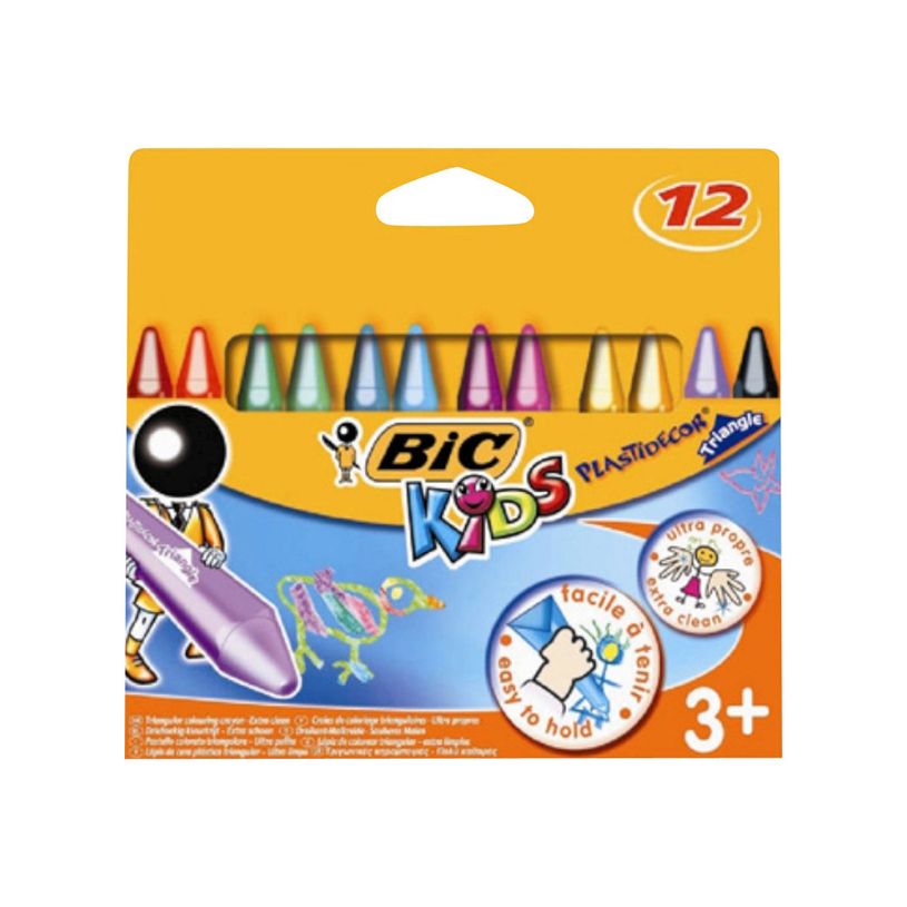 3086124000789-BIC KiDS Plastidecor - 12 craies de coloriages - cire - assortiment de couleurs vives-P_79383414_1-0