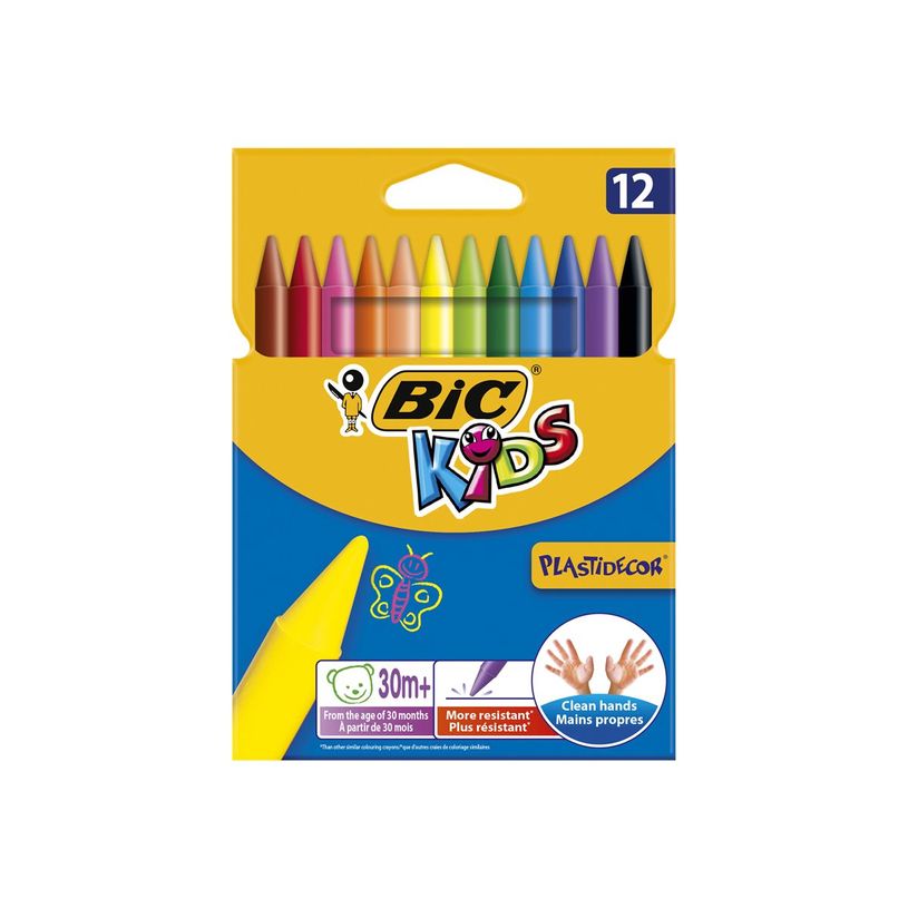 3270220000341-BIC Kids Plastidecor - 12 Craies de coloriage à la cire - couleurs vives-P_79383415_6-5