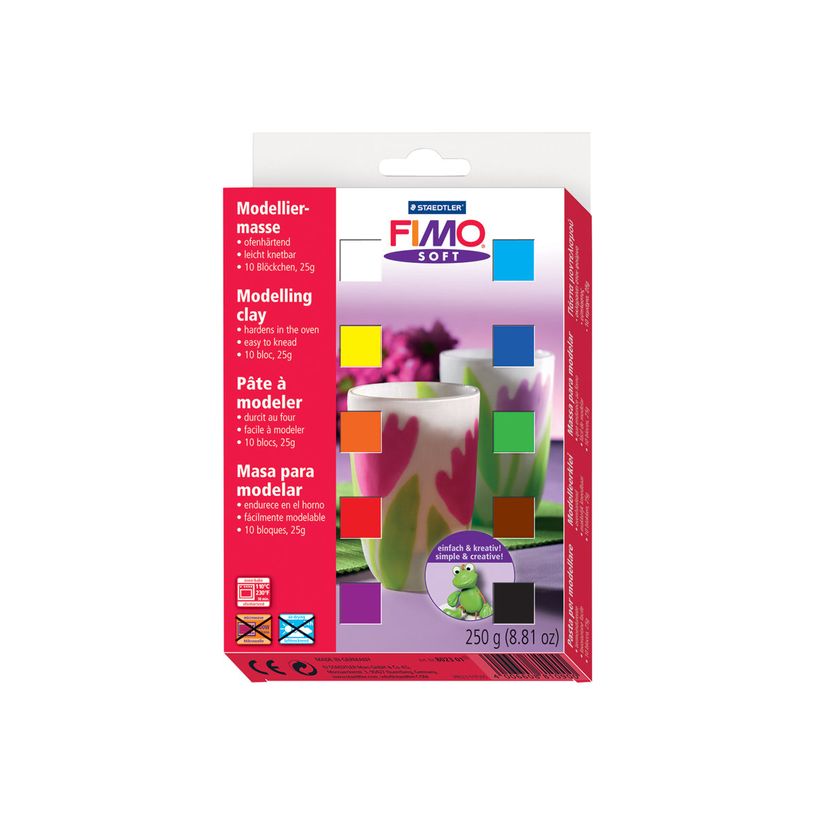 FIMO Soft – Pack De 10 Pains De Pâte à Modeler 56g – Coloris Assortis – à Cuire Au Four 130°C – Bijoux Et Perles – Dès 8 Ans