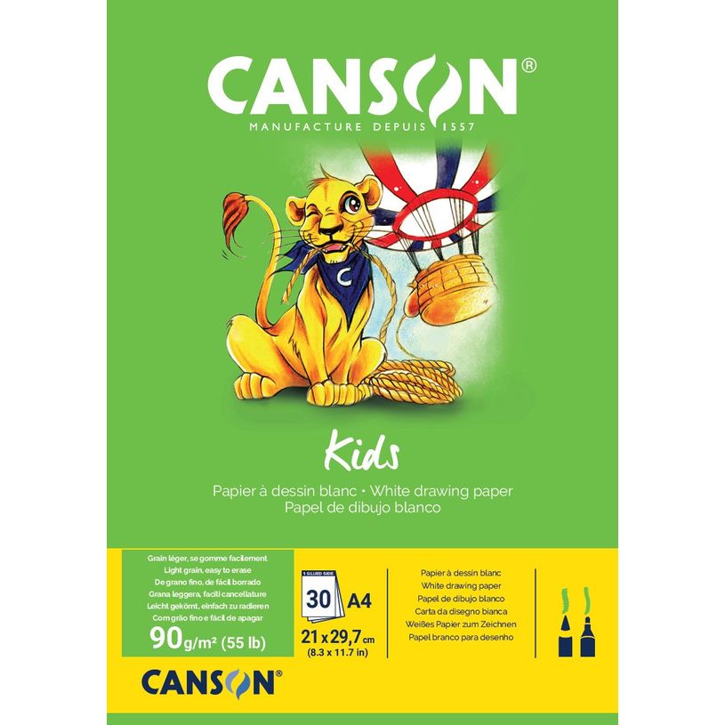 3148950015266-Canson Kids - Bloc dessin - 30 feuilles - A4 - 90 gr - blanc-P_79383908_1-0