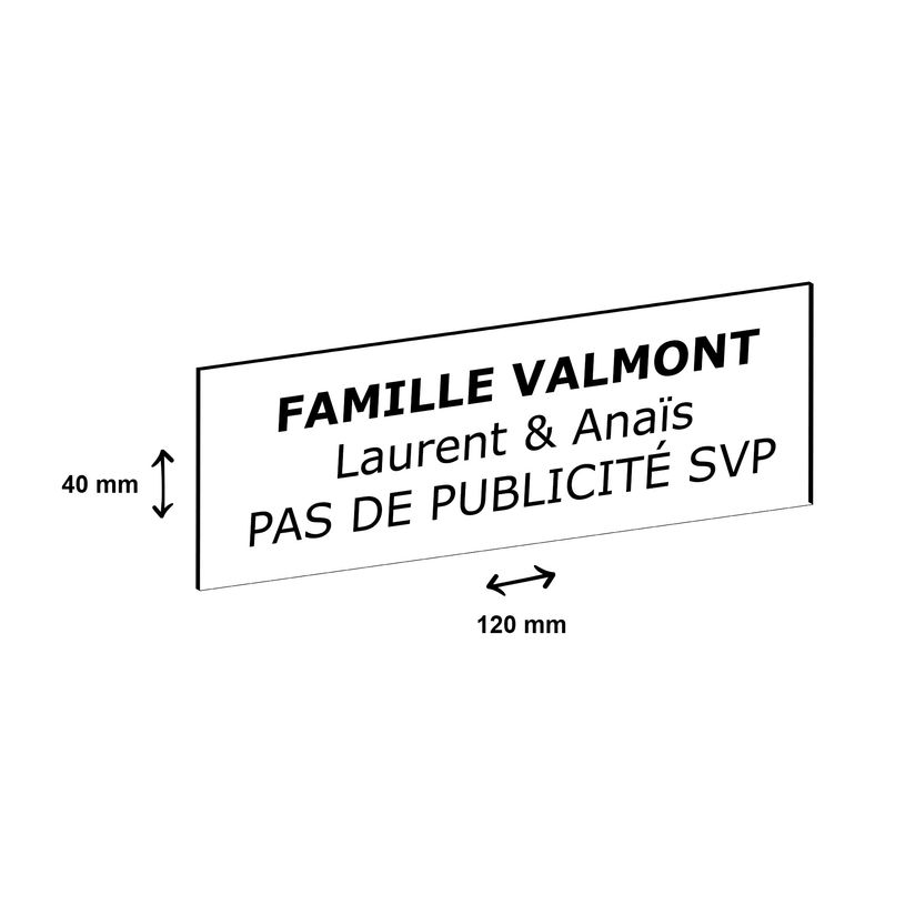 2012348177786-Plaque boîte à lettres personnalisée avec votre texte - 120 x 40 mm - blanche - adhésiv-P_79384158_2-1